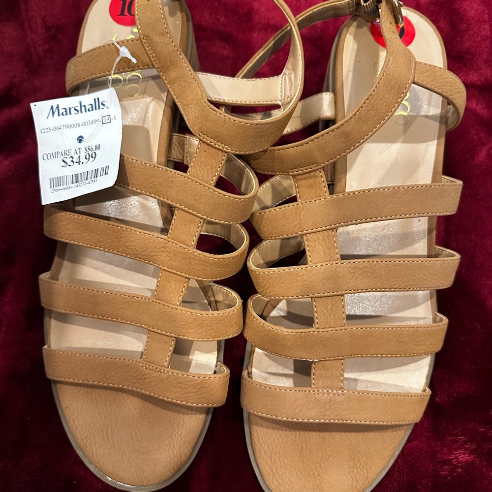 Marshalls Tan Gladiator Sandals Flat Sole